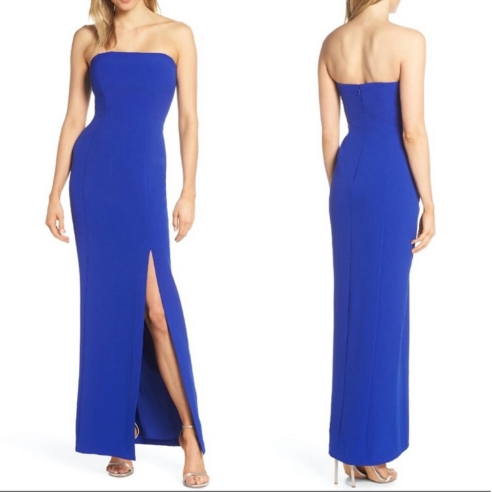 Eliza J Royal blue strapless formal dress